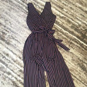 Stripped sleeveless wide leg Jumpsuit